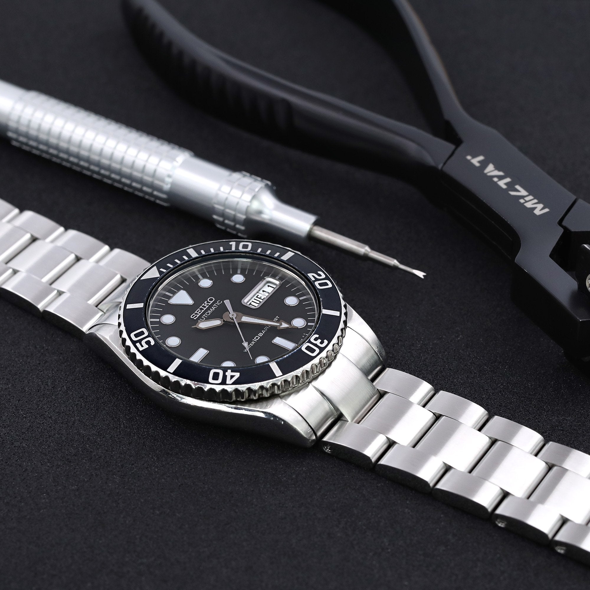 20mm Super-O Boyer Watch Bracelet for SEIKO Mid-size Diver SKX023, Ratchet Buckle, Brush Strapcode Watch Bands